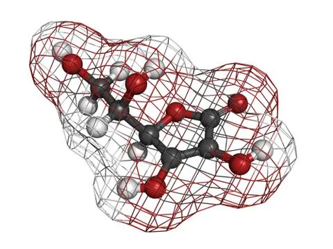 Vitamin c (ascorbic acid) molecule Stock Illustration