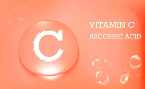 Vitamin C, Ascorbic acid. Water drops on orange background. Medical awarene.. Stock Photos