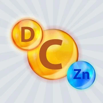 Vitamin C, D, Zn Complex.  Illustration Stock Illustration