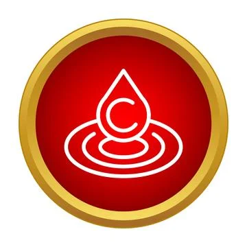 Vitamin c drop creating ripple red button icon Illustrazione stock