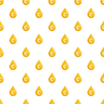 Vitamin c drops seamless pattern medical ingredient Illustrazione stock