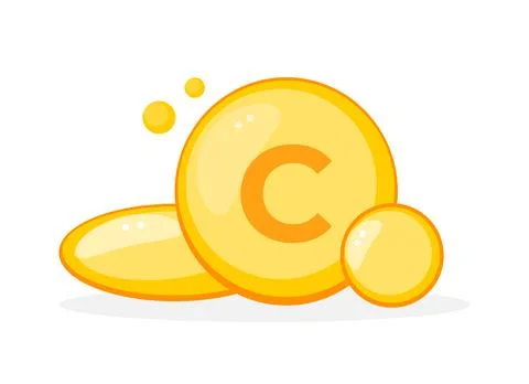Vitamin C effervescent supplement tablets illustration for immune boosting and Stock-Illustration