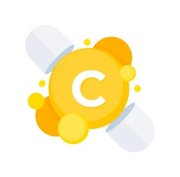 Vitamin C effervescent supplement tablets illustration for immune boosting and Stock-Illustration