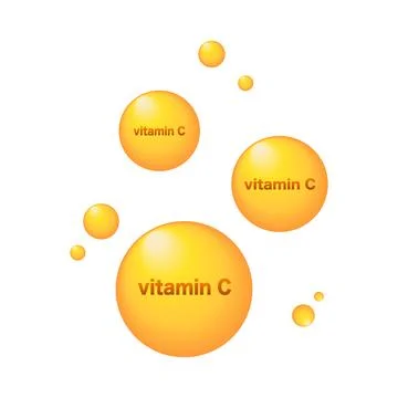 Vitamin C gold icon. Vector illustration. Stock Illustration