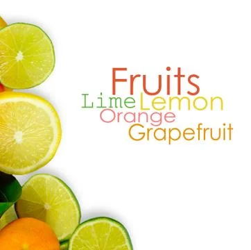 Vitamin C Overload, Stacks of sliced fruit isolated on white Stock Illustration