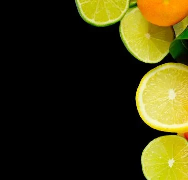 Vitamin C Overload, Stacks of sliced fruit isolated on white Stock Illustration