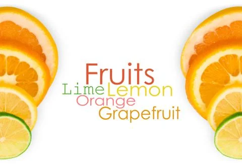 Vitamin C Overload, Stacks of sliced fruit Stock Illustration