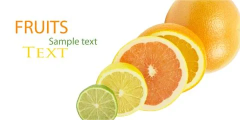 Vitamin C Overload, Stacks of sliced fruit isolated on white Stock Illustration