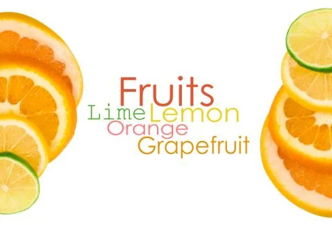 Vitamin C Overload, Stacks of sliced fruit Stock Illustration