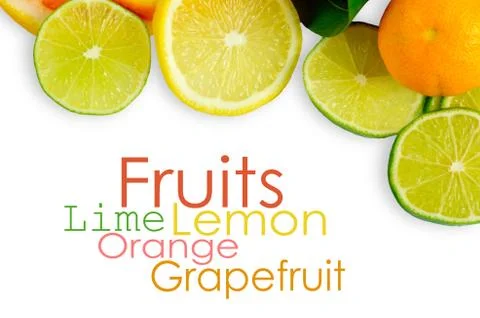 Vitamin C Overload, Stacks of sliced fruit isolated on white Stock Illustration