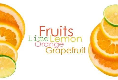 Vitamin C Overload, Stacks of sliced fruit Stock Illustration