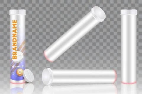 Vitamin C packaging mockup set, vector isolated illustration Stockillustratie