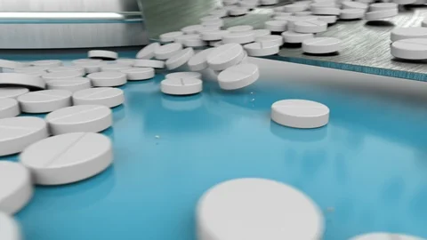 Vitamin C production conveyor. Ascorbic acid Stock Footage 117093365