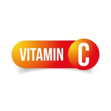 Vitamin C sign label button Stock Illustration