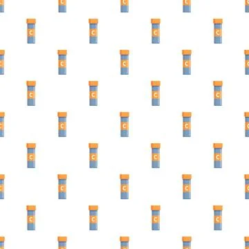 Vitamin c supplement bottle pattern on white background Stock Illustration