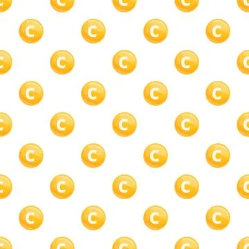 Vitamin c supplements forming a seamless pattern Stock Illustration
