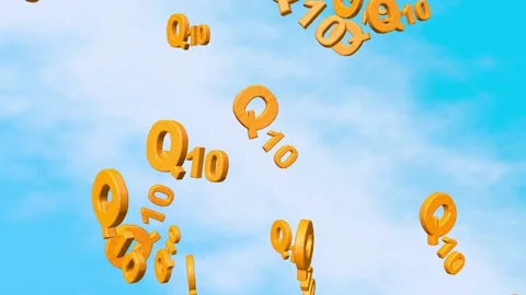 Vitamin complex Q10 with realistic drop on gray background. Particles of Stock Footage 169807689