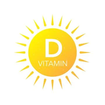 Vitamin D in sun on white backdrop. UV elements. Vector illustration. Illustrazione stock