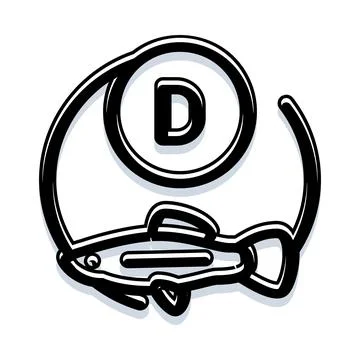 Vitamin d supplement sourcing from fish concept Stock Illustration