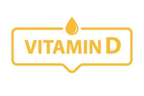 Vitamin D text with speech bubble banner icon vector beauty, pharmacy, nutrit Stock Illustration