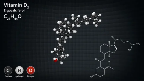 Vitamin D2 (Ergocalciferol). Seamless loop. Stock Footage 151930451