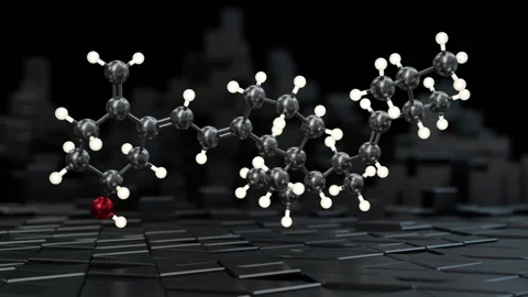 Vitamin D2 Ibuprofen Molecular Structure (metallic on black background) 動画素材 153362087