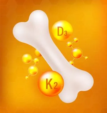 Vitamin D3 and K2 for Bone Health: A Dynamic Vector Illustration of Vital 库存插图