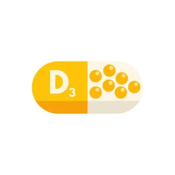 Vitamin d3 supplement capsule containing softgels Stock Illustration