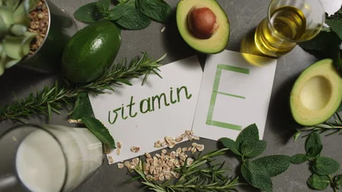 Vitamin E Exploring its Numerous Benefits and Natural Sources Found in Various  Stock Footage 310169323