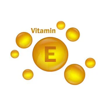 Vitamin E gold drop icon. Vitamin drop pill capsule health treatment. Vitamin E Stock Illustration
