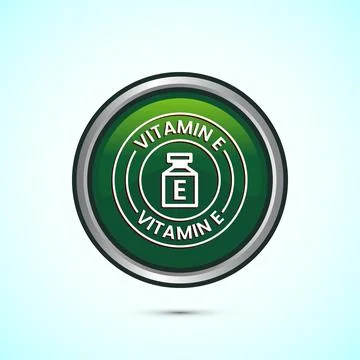 Vitamin E icon design illustration. Vitamin E sign symbol, Green color roun.. Stock Illustration