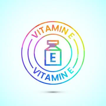 Vitamin E icon design illustration. Vitamin E sign symbol in low poly style Stock Illustration