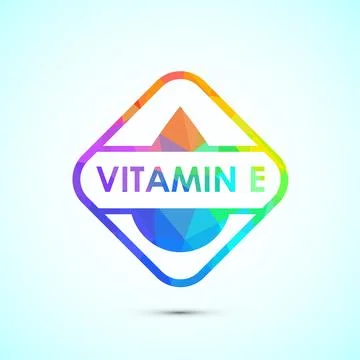 Vitamin E icon design illustration. Vitamin E sign symbol in low poly style Stock Illustration