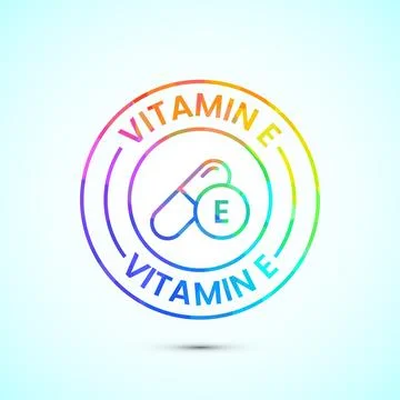 Vitamin E icon design illustration. Vitamin E sign symbol in low poly style Stock Illustration