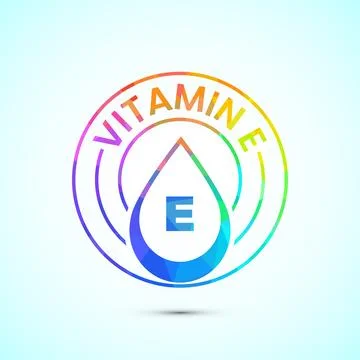 Vitamin E icon design illustration. Vitamin E sign symbol in low poly style Stock Illustration