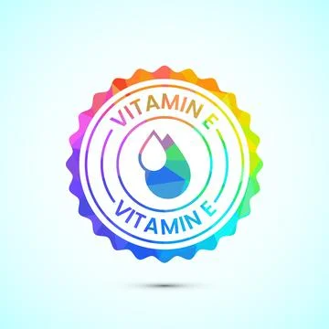 Vitamin E icon design illustration. Vitamin E sign symbol in low poly style Stock Illustration