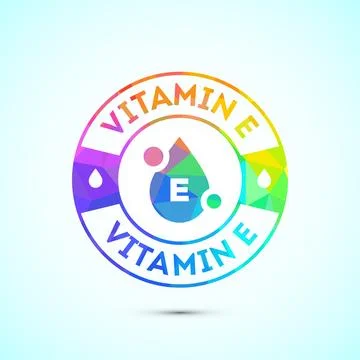 Vitamin E icon design illustration. Vitamin E sign symbol in low poly style Stock Illustration