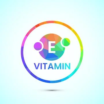 Vitamin E icon design illustration. Vitamin E sign symbol in low poly style Stock Illustration