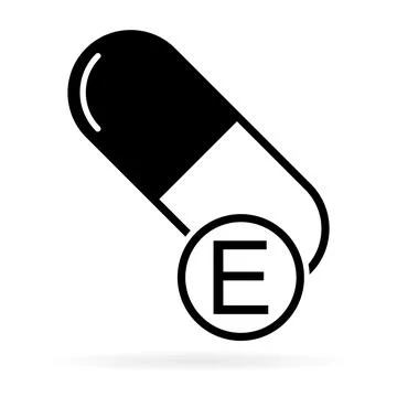 Vitamin E icon shadow, healthy medicine pill supplement symbol, complex miner Stock Illustration