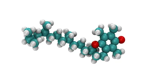 Vitamin E, molecular model Stockbeeldmateriaal 64803575