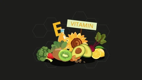 Vitamin E  Natural Sources for Antioxidant Protection &amp; Healthy Skin - Animat Stock Footage 342852954