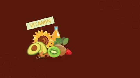 Vitamin E  Natural Sources for Antioxidant Protection &amp; Healthy Skin - Animat Stock Footage 342852973