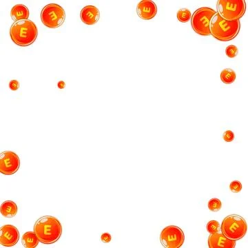 Vitamin E round capsules scattered randomly. 스톡 일러스트