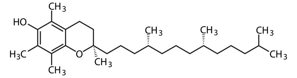 Vitamin E, Structural chemical formula on a white background. alpha-tocophe.. Stock Illustration