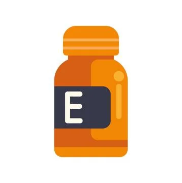 Vitamin e supplement bottle containing essential nutrients icon Illustrazione stock