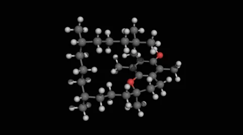 Vitamin E (tocopherol)  molecule rotating  4K UHD Stock Footage 63780391