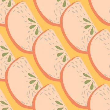 Vitamin fruit seamless pattern with apple slices ornament. Doodle pink fruits Stock Illustration
