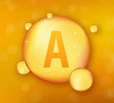 Vitamin A gold shining icon. Ascorbic acid. Vector stock illustration Stock Illustration