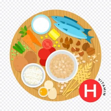 Vitamin H vector illustration in flat design. Healthy lifestyle and diet concept 스톡 일러스트
