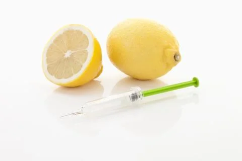 Vitamin injection, studio Stock Photos